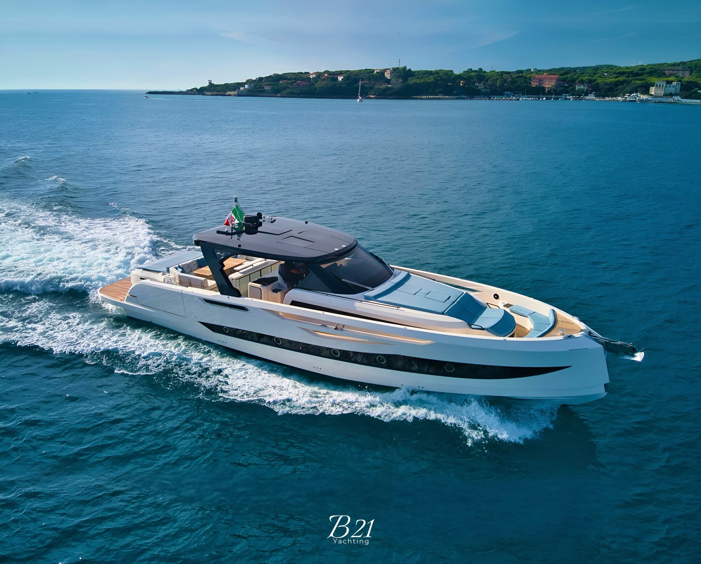 A B21 yacht under way off the French Riviera